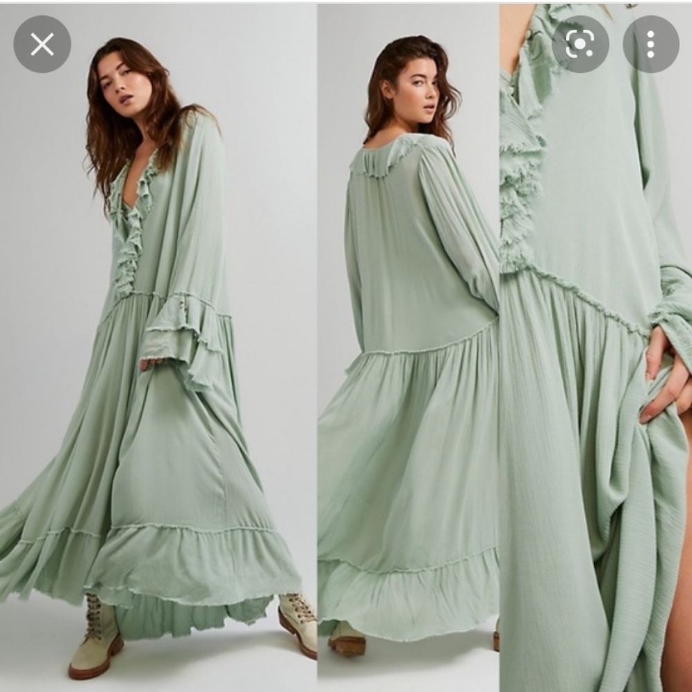 Free People Sweet Darlin Maxi Dress in Minted Jade - Picture 2 of 11